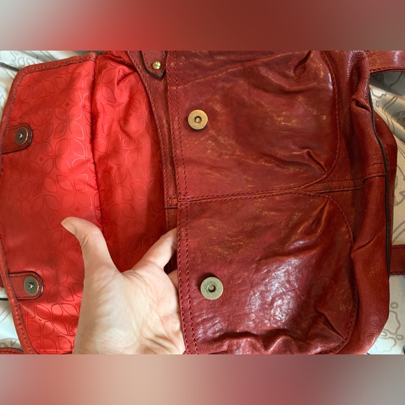 Fossil crossbody/shoulder bag, leather, Vintage, red leather, mailman style Bag - Picture 8 of 15